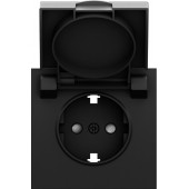 Накладка для розетки Schuko с заземлением, с крышкой, 16A 250 В~, черный графит, серия S08 Donel DS45457