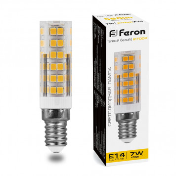 Лампочка Feron E14 кукуруза 7w 2700K прозрачная для вытяжки LB-433