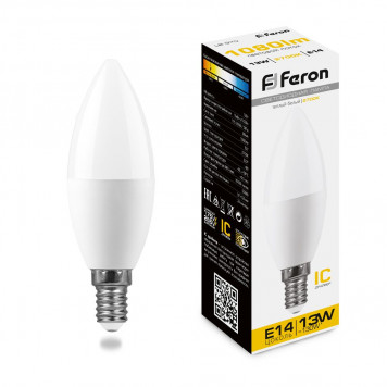Лампочка Feron E14 свеча 13w 2700K матовая LB-970