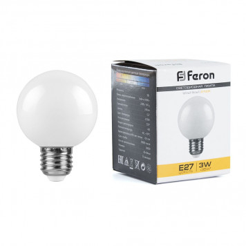 Лампочка Feron E27 шар 3w 2700K матовая LB-371 для гирлянды