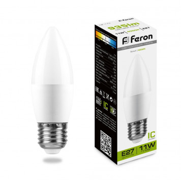 Лампочка Feron E27 свеча 11w 4000K матовая LB-770