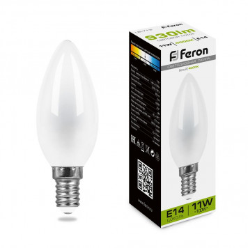 Лампочка Feron E14 свеча opal 11w 4000K матовая LB-713