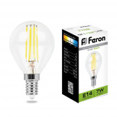Лампа светодиодная Feron LB-52 прозрачная 7W E14 4000K шар