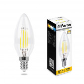 Лампочка Feron E14 свеча 7w 2700K прозрачная dim LB-166