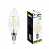 Лампочка Feron E14 свеча 7w 4000K прозрачная dim LB-166