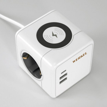 Розеточный блок 3-местный + 3 USB + беспроводная зарядка Werkel W6513501