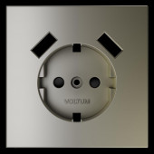 Накладка для розетки с заземлением и защитными шторками с USB A+A S70 (шелк) VLS000904