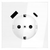 Накладка для розетки с заземлением и защитными шторками с USB A+C S70 (белый глянцевый) VLS001001