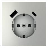 Накладка для розетки с заземлением и защитными шторками с USB A+C S70 (сталь) VLS001005
