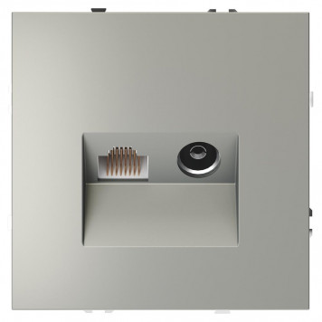 Розетка телевизионная встраиваемая Voltum S70 TV+RJ45 кат. 6 (сталь) VLS060705
