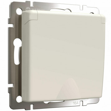 Розетка с заземлением и шторками c крышкой IP44 (айвори матовый) Werkel W1171262