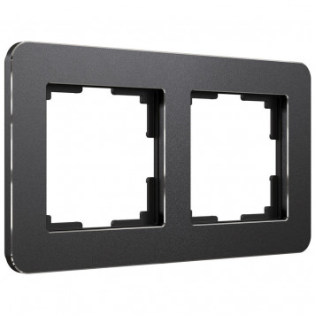 Рамка Platinum на 2 поста (черный алюминий) Werkel W0022608